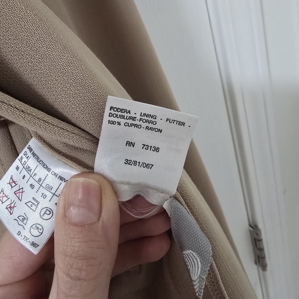 Max Mara Talento Tan Wool Belted Blazer Size 8 - Picture 7 of 10